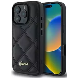 Tok Guess GUHCP16LPSQSQSK iPhone 16 Pro 6.3" black hardcase Quilted Metal Logo (GUHCP16LPSQSQSK) kép