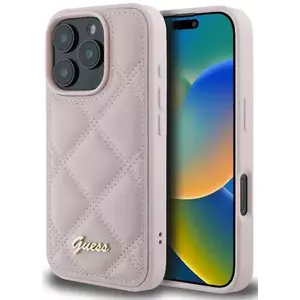 Tok Guess GUHCP16LPSQSQSP iPhone 16 Pro 6.3" pink hardcase Quilted Metal Logo (GUHCP16LPSQSQSP) kép