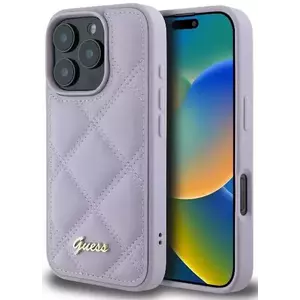 Tok Guess GUHCP16LPSQSQSU iPhone 16 Pro 6.3" light purple hardcase Quilted Metal Logo (GUHCP16LPSQSQSU) kép