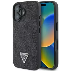 Tok Guess GUHCP16MP4TDPK iPhone 16 Plus 6.7" black hardcase Leather 4G Triangle Strass (GUHCP16MP4TDPK) kép