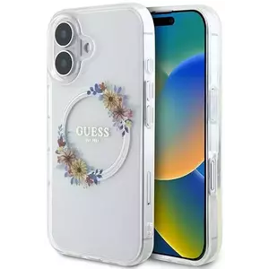 Tok Guess GUHMP16MHFWFCT iPhone 16 Plus 6.7" transparent hardcase IML Flowers Wreath MagSafe (GUHMP16MHFWFCT) kép