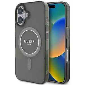 Tok Guess GUHMP16SHFGEREK iPhone 16 6.1" black hardcase IML Glitter Circle MagSafe (GUHMP16SHFGEREK) kép