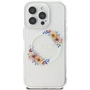 Tok Guess GUHMP16SHFWFCT iPhone 16 6.1" transparent hardcase IML Flowers Wreath MagSafe (GUHMP16SHFWFCT) kép