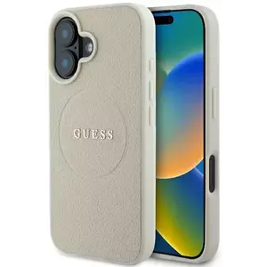 Tok Guess GUHMP16SPGHSMME iPhone 16 6.1" beige hardcase Grained Ring MagSafe (GUHMP16SPGHSMME) kép