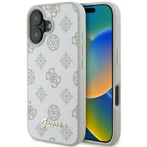 Tok Guess GUHMP16SPGPYSH iPhone 16 6.1" white hardcase Peony Script Logo MagSafe (GUHMP16SPGPYSH) kép