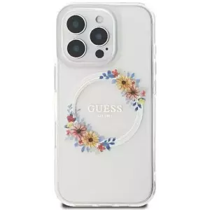 Tok Guess GUHMP16XHFWFCT iPhone 16 Pro Max 6.9" transprent hardcase IML Flowers Wreath MagSafe (GUHMP16XHFWFCT) kép