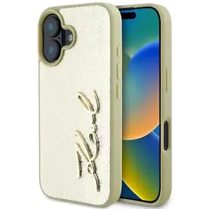 Tok Karl Lagerfeld KLHCP16SPFMFBKMD iPhone 16 6.1" gold hardcase Metal Signature (KLHCP16SPFMFBKMD) kép