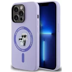 Tok Karl Lagerfeld KLHMP14LSCMKCRHU iPhone 14 Pro 6.1" purple hardcase Silicone Karl&Choupette Heads Ring MagSafe (KLHMP14LSCMKCRHU) kép