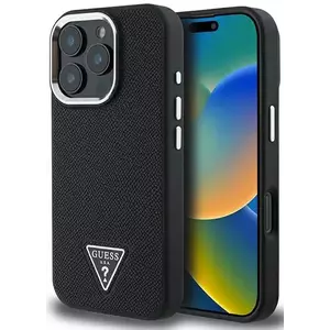 Tok Guess GUHMP16LPGTSPSK iPhone 16 Pro 6.3" black hardcase Grained Triangle MagSafe (GUHMP16LPGTSPSK) kép