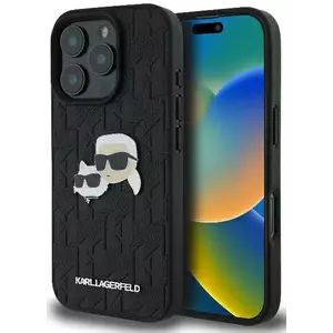 Tok Karl Lagerfeld KLHCP16LPGKLKCPK iPhone 16 Pro 6.3" black hardcase Monogram Karl&Chaoupette Head Pin (KLHCP16LPGKLKCPK) kép