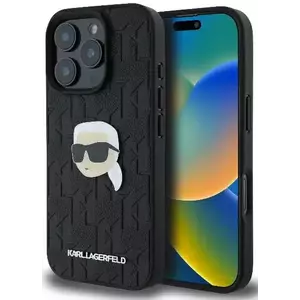 Tok Karl Lagerfeld KLHCP16LPGKLKIPK iPhone 16 Pro 6.3" black hardcase Monogram Karl Head Pin (KLHCP16LPGKLKIPK) kép