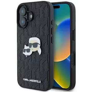 Tok Karl Lagerfeld KLHCP16MPGKLKCPK iPhone 16 Plus 6.7" black hardcase Monogram Karl&Chaoupette Head Pin (KLHCP16MPGKLKCPK) kép