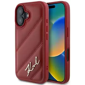 Tok Karl Lagerfeld KLHCP16SPQDSMGR iPhone 16 6.1" red hardcase Quilted Signature (KLHCP16SPQDSMGR) kép