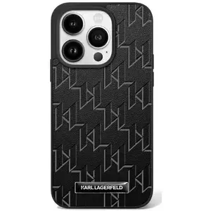 Tok Karl Lagerfeld KLHMP16LPKHPORPK iPhone 16 Pro 6.3" hardcase black Leather Monogram Metal Logo MagSafe (KLHMP16LPKHPORPK) kép