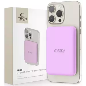 TECH-PROTECT PB10 LIFEMAG MAGSAFE POWER BANK 5000MAH LILAC (5906302310692) kép