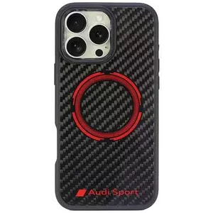 Tok Audi Carbon Fiber Sport Red Circle MagSafe iPhone 16 Pro Max 6.9" black hardcase AUS-TPUPCMIP16PM-RSQ/D5-BK (AUS-TPUPCMIP16PM-RSQ/D5-BK) kép