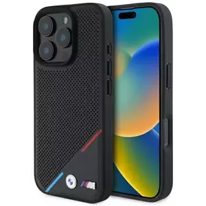 Tok BMW BMHMP16X23PUPDK iPhone 16 Pro Max 6.9" black hardcase M Perforated Tricolor Line MagSafe (BMHMP16X23PUPDK) kép