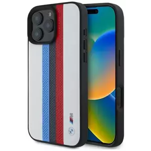 Tok BMW BMHMP16X23PUPTH iPhone 16 Pro Max 6.9" white hardcase M Perf. Tricolor Printed Stripes MagSafe (BMHMP16X23PUPTH) kép