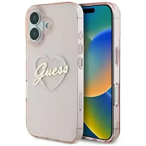 Tok Guess GUHCP16SHCHGSPP iPhone 16 6.1" pink hardcase IML Heart (GUHCP16SHCHGSPP) kép