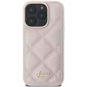 Tok Guess GUHCP16SPSQSQSP iPhone 16 6.1" pink hardcase Quiled Metal Logo (GUHCP16SPSQSQSP) kép