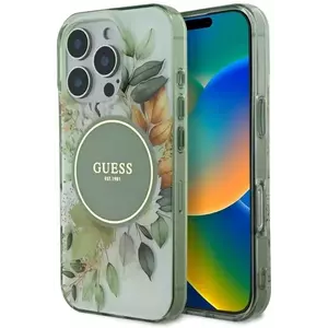 Tok Guess GUHMP16LHFWBDCEN iPhone 16 Pro 6.3" green hardcase IML Flower & Tonal Circle MagSafe (GUHMP16LHFWBDCEN) kép