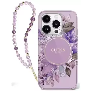 Tok Guess GUHMP16LHFWBRCESU iPhone 16 Pro 6.3" purple hardcase IML Flowers With Pearl Strap MagSafe (GUHMP16LHFWBRCESU) kép