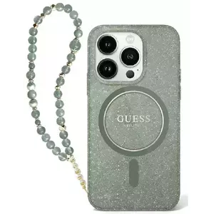 Tok Guess GUHMP16LHGCRELSA iPhone 16 Pro 6.3" green hardcase IML Glitter With Pearl Strap MagSafe (GUHMP16LHGCRELSA) kép