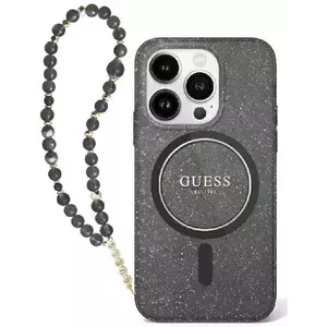 Tok Guess GUHMP16LHGCRELSK iPhone 16 Pro 6.3" black hardcase IML Glitter With Pearl Strap MagSafe (GUHMP16LHGCRELSK) kép