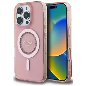 Tok Guess GUHMP16LPFTDTEP iPhone 16 Pro 6.3" pink hardcase IML Rhinestones MagSafe (GUHMP16LPFTDTEP) kép