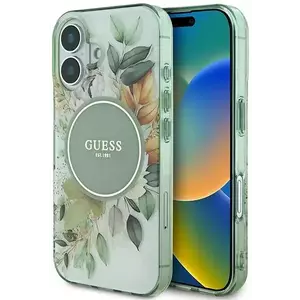 Tok Guess GUHMP16MHFWBDCEN iPhone 16 Plus 6.7" green hardcase IML Flower & Tonal Circle MagSafe (GUHMP16MHFWBDCEN) kép