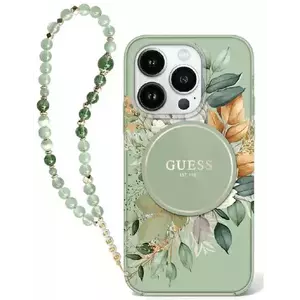 Tok Guess GUHMP16MHFWBRCESN iPhone 16 Plus 6.7" green hardcase IML Flowers With Pearl Strap MagSafe (GUHMP16MHFWBRCESN) kép