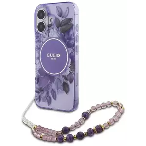 Tok Guess GUHMP16MHFWBRCESU iPhone 16 Plus 6.7" purple hardcase IML Flowers With Pearl Strap MagSafe (GUHMP16MHFWBRCESU) kép