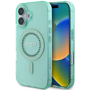 Tok Guess GUHMP16MPFTDTEN iPhone 16 Plus 6.7" green hardcase IML Rhinestones MagSafe (GUHMP16MPFTDTEN) kép