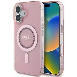 Tok Guess GUHMP16MPFTDTEP iPhone 16 Plus 6.7" pink hardcase IML Rhinestones MagSafe (GUHMP16MPFTDTEP) kép