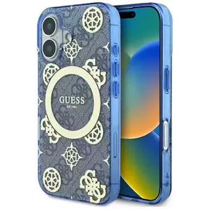 Tok Guess GUHMP16SH4PYEEB iPhone 16 6.1" blue hardcase IML Peony On 4G Background MagSafe (GUHMP16SH4PYEEB) kép