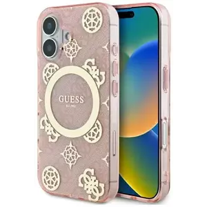 Tok Guess GUHMP16SH4PYEEP iPhone 16 6.1" pink hardcase IML Peony On 4G Background MagSafe (GUHMP16SH4PYEEP) kép