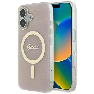 Tok Guess GUHMP16SH4STP iPhone 16 6.1" pink hardcase IML 4G MagSafe (GUHMP16SH4STP) kép