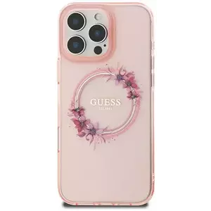 Tok Guess GUHMP16SHFWFCP iPhone 16 6.1" pink hardcase IML Flowers Wreath MagSafe (GUHMP16SHFWFCP) kép