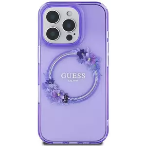 Tok Guess GUHMP16SHFWFCU iPhone 16 6.1" purple hardcase IML Flowers Wreath MagSafe (GUHMP16SHFWFCU) kép