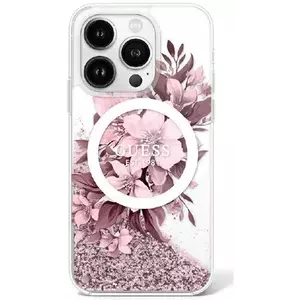 Tok Guess GUHMP16SLFMWTP iPhone 16 6.1" pink hardcase Liquid Glitter Flower MagSafe (GUHMP16SLFMWTP) kép