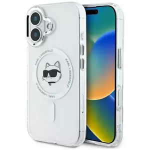 Tok Karl Lagerfeld KLHMP16MHLSCHH iPhone 16 Plus 6.7" white hardcase IML Metal Choupette Head MagSafe (KLHMP16MHLSCHH) kép