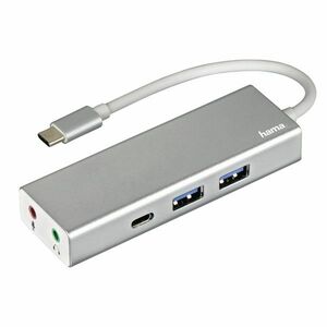 HAMA USB TYPE-C HUB +3, 5 jack dokkoló (135758) Ezüst kép