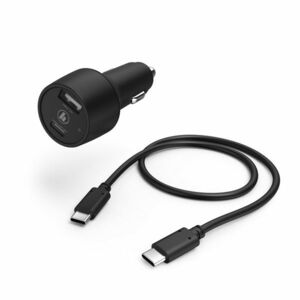 HAMA autós töltő USB and TYPE-C PD/QC, 30W + 1m kábel (210522) fekete kép