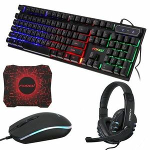 Forev FV-Q0809 gaming billentyűzet + egér + egérpad + headset csomag kép