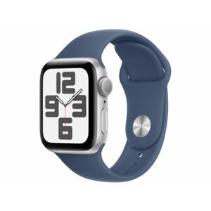 Apple Watch SE2 v3 GPS 44mm (MXEQ3QH/A) ezüstszínű alumíniumtok, denimszínű sportszíj S/M kép