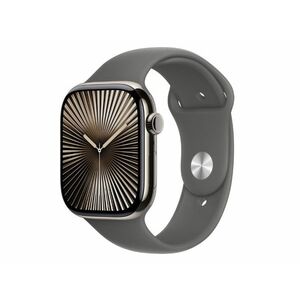 Apple Watch Series 10 Cellular (MWYA3QH/A) - 46mm Natural Titanium Case with Stone Grey Sport Band - M/L kép