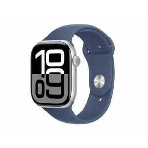 Apple Watch Series 10 GPS (MWWL3QH/A) - 46mm Silver Alu Case with Denim Sport Band - S/M kép