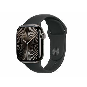 Apple Watch Series 10 Cellular (MWXH3QH/A) - 42mm Slate Titanium Case with Black Sport Band - M/L kép