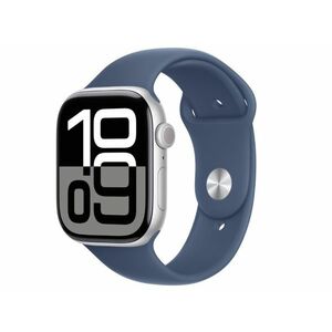 Apple Watch Series 10 Cellular (MWY13QH/A) - 46mm Silver Alu Case with Denim Sport Band - M/L kép