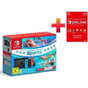 Nintendo Switch Konzol, Neon RedandBlue Joy-Con + Switch Sports + 12 hónap NSO (NSH085) kép